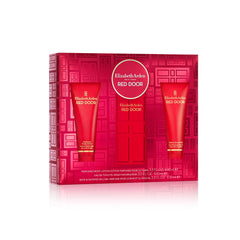 Elizabeth Arden Red Door 3Pc Set packaging highlights glamour and a fragrance trio ideal for gifting.