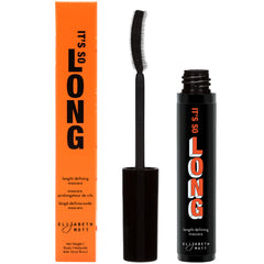 Elizabeth Mott Black Lengthening Mascara tube close-up showing long curl-holding formula