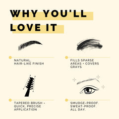 Elizabeth Mott Eyebrow Gel waterproof swatch demonstrates smudge-proof hold.