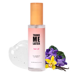 Elizabeth Mott Thank Me Later Hair Oil bottle closeup for smoother hair