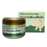 Elizavecca Green Piggy 50% Collagen Cream jar closeup highlights moisturizing formula.