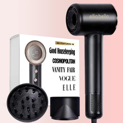 ELLA BELLA compact plasma dryer front view for fast frizz-free drying.