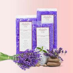 ELLA BELLA relaxing hand and foot wax lavender illustrating nourishing, soothed skin after use.