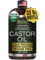 Ella & Eden castor oil bottle 32oz for daily hair and skin nourishment.