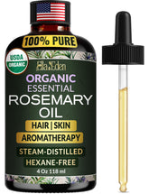 Ella & Eden rosemary oil bottle 4oz closeup for hair growth support and skin care.