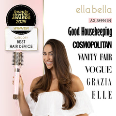 ELLA BELLA hot air styler motor exterior emphasizes fast drying with reduced heat exposure.