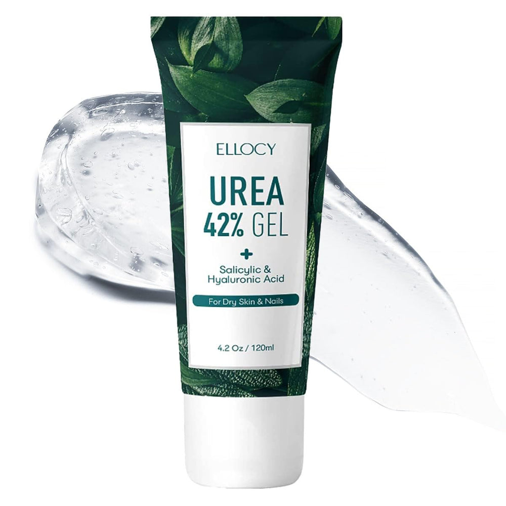 Ellocy 42% Urea Gel bottle 4oz shown, delivering hydration for dry skin