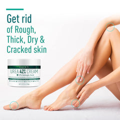 Closeup of Ellocy Urea 40% foot cream texture on skin for smoother heels.