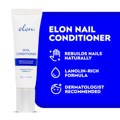 Elon Lanolin-Rich Nail Conditioner applied to the nail bed for cuticle care.