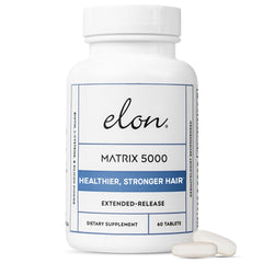 Elon Matrix 5000 bottle with biotin capsules for daily hair and nails support.