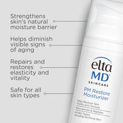 EltaMD PM Restore ingredient focus on hyaluronic acid for moisture.