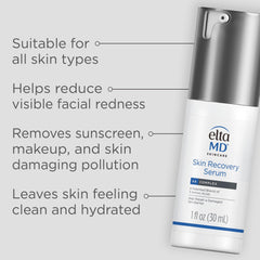EltaMD Skin Recovery Face Serum application on forearm shows soothing, non-irritating formula in use.