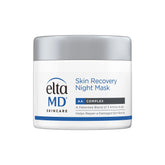 EltaMD Skin Recovery Night Mask jar on a vanity highlighting overnight hydration.