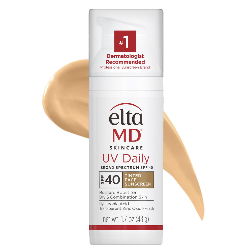 EltaMD UV Daily tinted SPF40 bottle shows lightweight hydration and protection