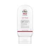 EltaMD UV Pure bottle front demonstrates family-friendly mineral sunscreen.