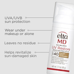 EltaMD UV Restore tinted sunscreen texture close-up showing smooth, even coverage.