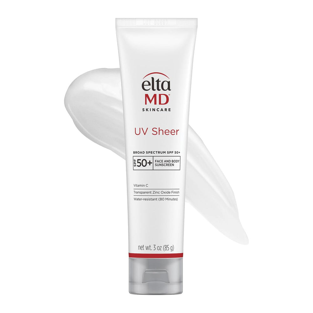 EltaMD UV Sheer bottle application shows quick absorption for a matte finish