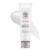 EltaMD UV Sheer bottle application shows quick absorption for a matte finish