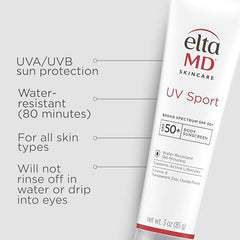 EltaMD UV Sport lotion on arm showing easy rub-in for daily protection