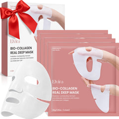 Elvira Bio-Collagen Real Deep Mask packshot shows four-pack packaging for convenient hydration
