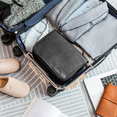 Elviros hanging toiletry bag detachable sections demonstrate flexible 3-in-1 design for travel.
