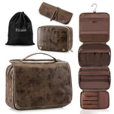 Elviros Hanging Toiletry Bag open full view shows spacious capacity for organized travel gear