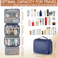 Elviros hanging toiletry bag PVC leakproof compartments prevent spills on flights
