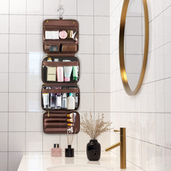 Elviros Hanging Toiletry Bag top and bottom detach demonstrates versatile packing configurations