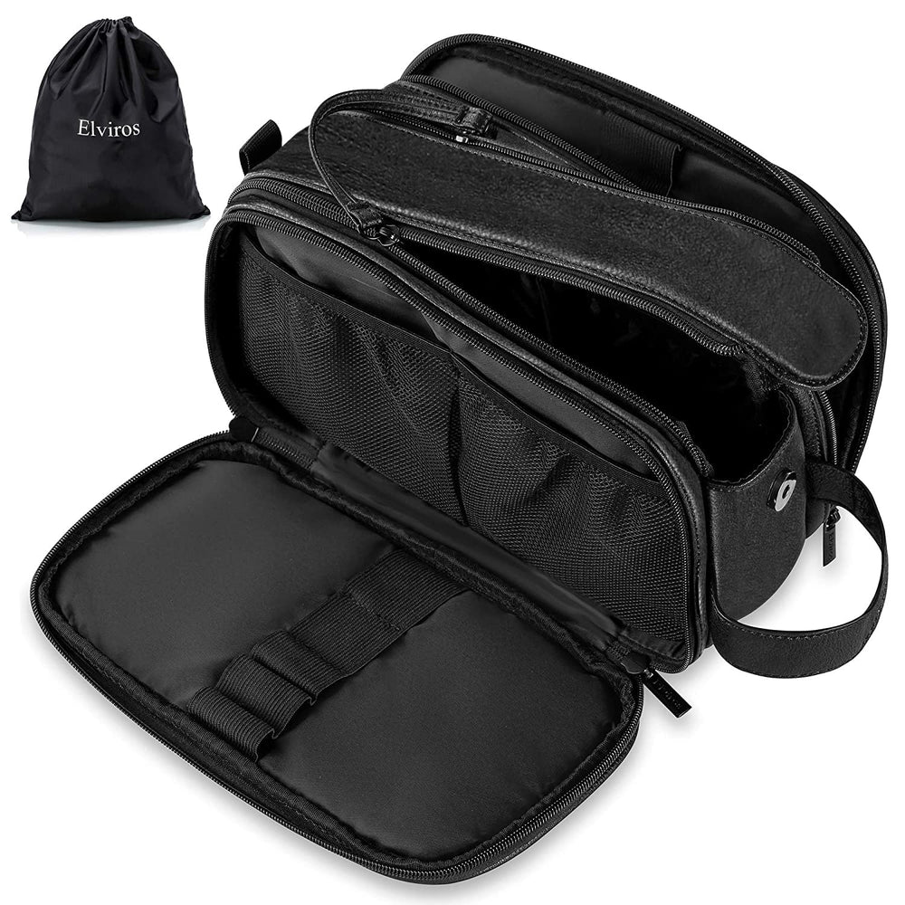 Elviros Toiletry Bag for Men with wet-dry compartments for organized packing.