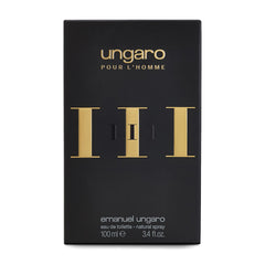 Emanuel Ungaro Pour L'Homme III atomizer close-up reveals refined masculine notes.