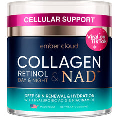 Ember Cloud Collagen NAD+ Cream close-up bottle for daily hydration.