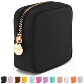 Embla makeup bag black zipper close-up for organized travel storage