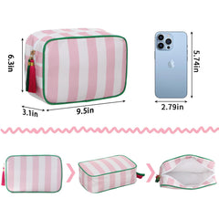 EMBRUNIOICE Stripe Makeup Bag inside thick sponge cushions cosmetics during travel.