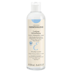 Embryolisse micellar lotion bottle close-up for gentle cleansing on sensitive skin