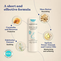 Embryolisse Protective Repair Lip Balm being applied to lips for dryness relief.