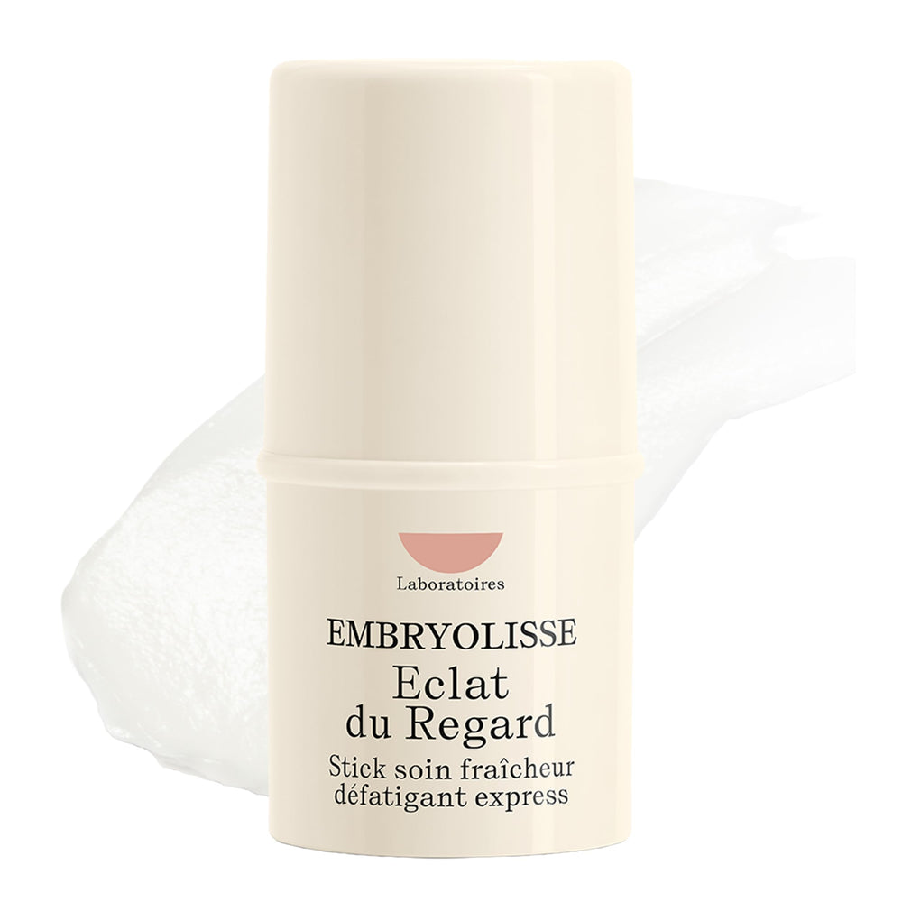 Embryolisse Radiant Eye Stick packaging shows portable design for on-the-go refreshment.