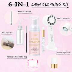 EMEDA lash shampoo: 60ml gentle cleansing for extensions and natural lashes.
