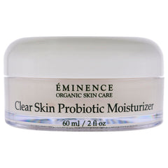 Eminence clear skin probiotic moisturizer application showing dewy finish for calm, clearer-looking skin.