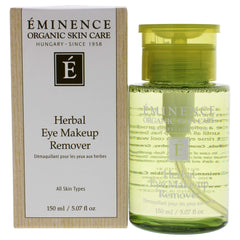 Eminence Herbal Eye Makeup Remover close-up highlighting soothing botanicals for gentle cleansing.