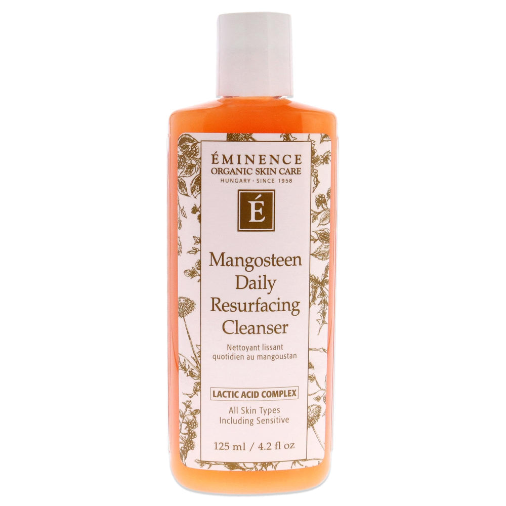 Eminence Mangosteen Daily Resurfacing Cleanser bottle shows premium packaging for radiant skin