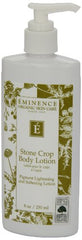 Eminence Stone Crop Body Lotion packaging close-up emphasizes organic plant-based nourishment.