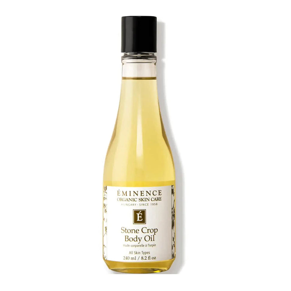 Eminence Stone Crop Body Oil bottle showing quick-absorbing hydration and matte finish