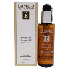 Eminence Stone Crop Cleansing Oil bottle demonstrates gentle cleansing and makeup removal.