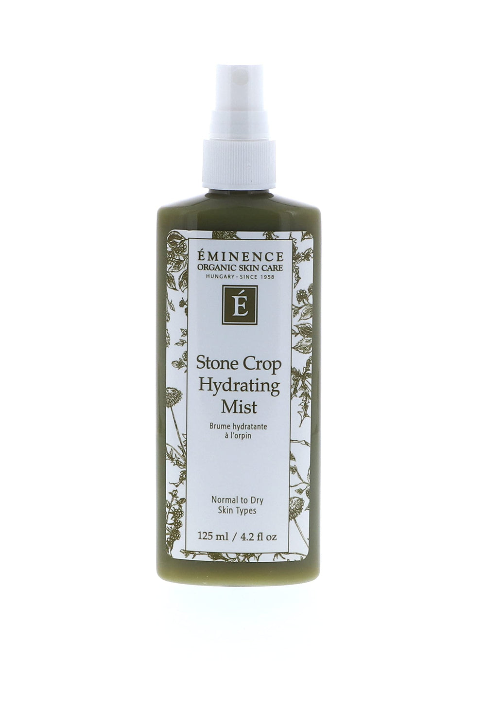 Eminence Stone Crop Hydrating Mist bottle closeup highlights premium packaging and refreshing hydration.