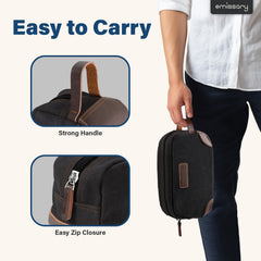 Emissary canvas and PU leather close-up for lightweight durability.