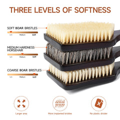 EnamelEVO natural stiff boar bristles provide effective friction for exfoliation