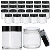 Encheng 4oz glass jar clear with black lid closeup top shows premium packaging and secure containment.