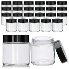 Encheng 4oz glass jar clear with black lid closeup top shows premium packaging and secure containment.
