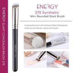 ENERGY Under Eye Concealer Brush in use shows seamless blending of liquid, cream, and powder makeup.