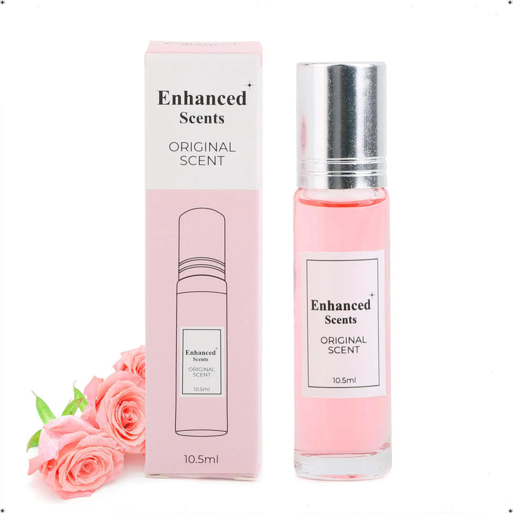 Enhanced Scents Alloura roll-on bottle shows sleek design for long-lasting fragrance.